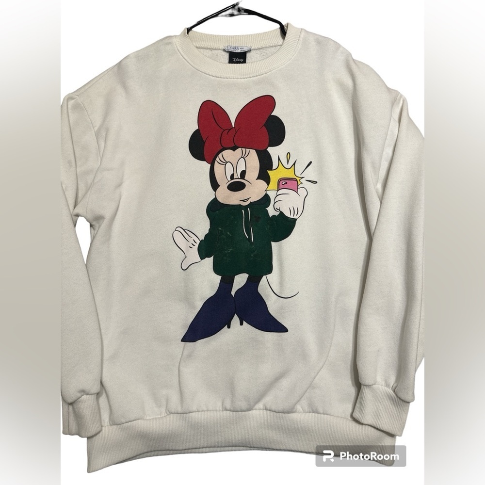Zara Basic Disney Mini Mouse Selfie Long Sweatshirt Size Medium